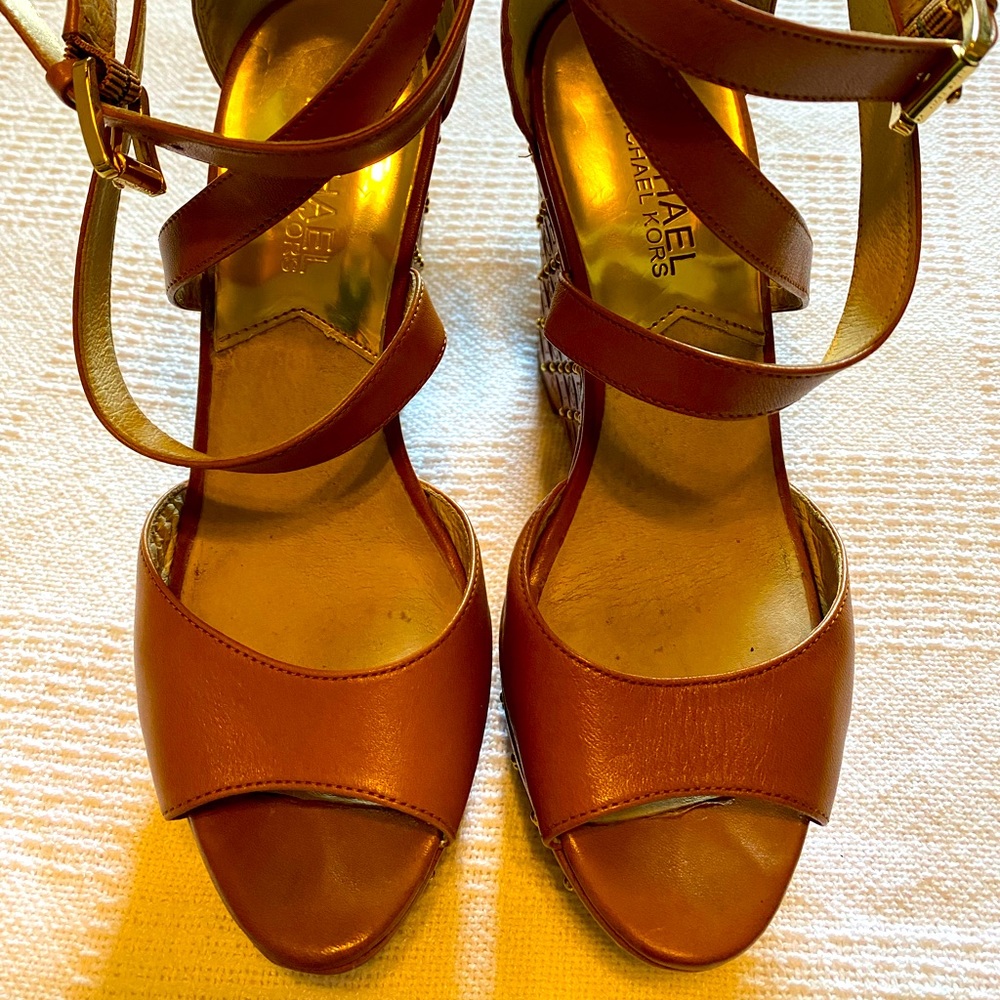 Michael Kors Gabriella Wedges Luggage Leather
